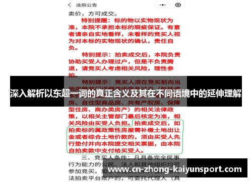 深入解析以东超一词的真正含义及其在不同语境中的延伸理解