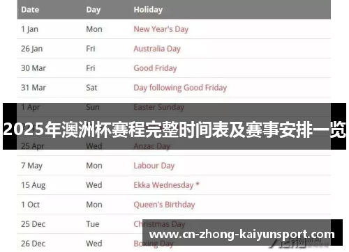 2025年澳洲杯赛程完整时间表及赛事安排一览 2025年澳洲杯赛程完整时间表及赛事安排一览